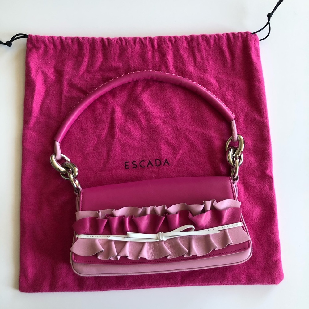 Escada Pink Ruffles Shoulder Bag - Picture 2 of 15